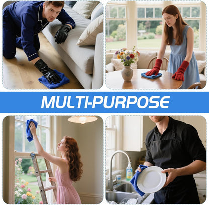 4 Pack Extra Large Microfiber Cleaning Cloths 20"x30", Lint-Free Reusable Towels for Home, Glass, Windows, Office, Kitchen, Bathroom – Blue Set