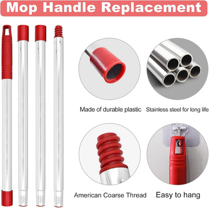 Mop Handle for O Cedar,2 Spin Mop Base for Ocedar, Mop Stick Pole Handle Adjustable 30-58" and Replacement Mop Base Part for EasyWring Spin Mop, Lightweight & Durable