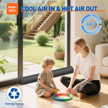 MAGZO Door Draft Stopper 30 Inches, Weighted Triangular Door Snake for Winter Noise Blocker with Hook Loops,Black