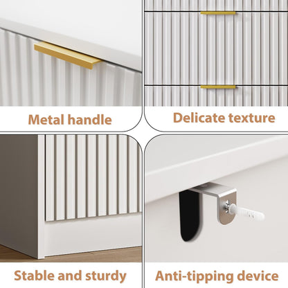 White Dresser for Bedroom, 9 Drawer Double Dresser, Modern Chest of Drawers for Bedroom, Living Room, Entryway and Closet, 63" L x 15.7" D x 31.5" H