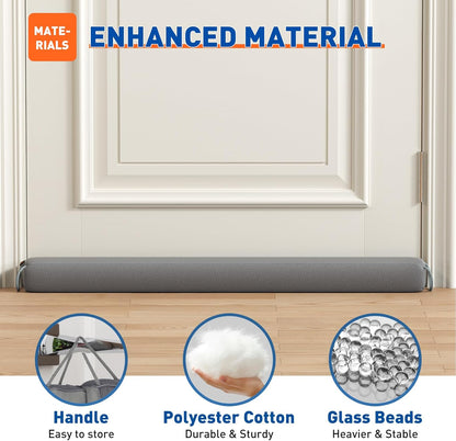 MAGZO Door Draft Stopper 36 Inches, Weighted Rectangle Door Snake for Winter Noise Blocker with Hook Loops,Gray