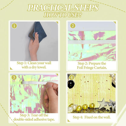 3 Pack Foil Fringe Backdrop - Transparent Green Shiny Tinsel Curtains for Party Decoration/Photo Booth Props - 3.3x8.2 FT Metallic Foil Backdrop for Birthday Wedding Graduation Christmas