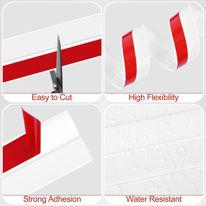 MYFAMIREA Door Weather Stripping 2IN (W) x 20FT (L) Door Draft Stopper Seal Tape Silicone Seal Strip Self Adhesive Shower Sweep Insulation Tape Side Bottom Strip for Sliding Glass Window Gap, White