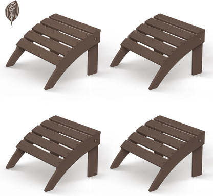 GREENVINES Adirondack-Ottoman | Wood Grain | Set of 4 | HDPE Plastic | Outdoor Footrest | All Weather | Foot Rest | Foot Stool | Dark Brown | for Adirondack Chair