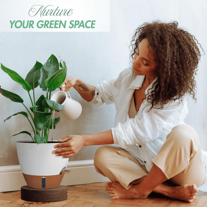 montresor 2 Pack 10 inch Plant Pots, PP Plastic Self Watering Plant Pot with Drainage and Tray for Indoor Outdoor Plants, Water Level Window & Reservoir Flower Pots Decorative Planter (White)