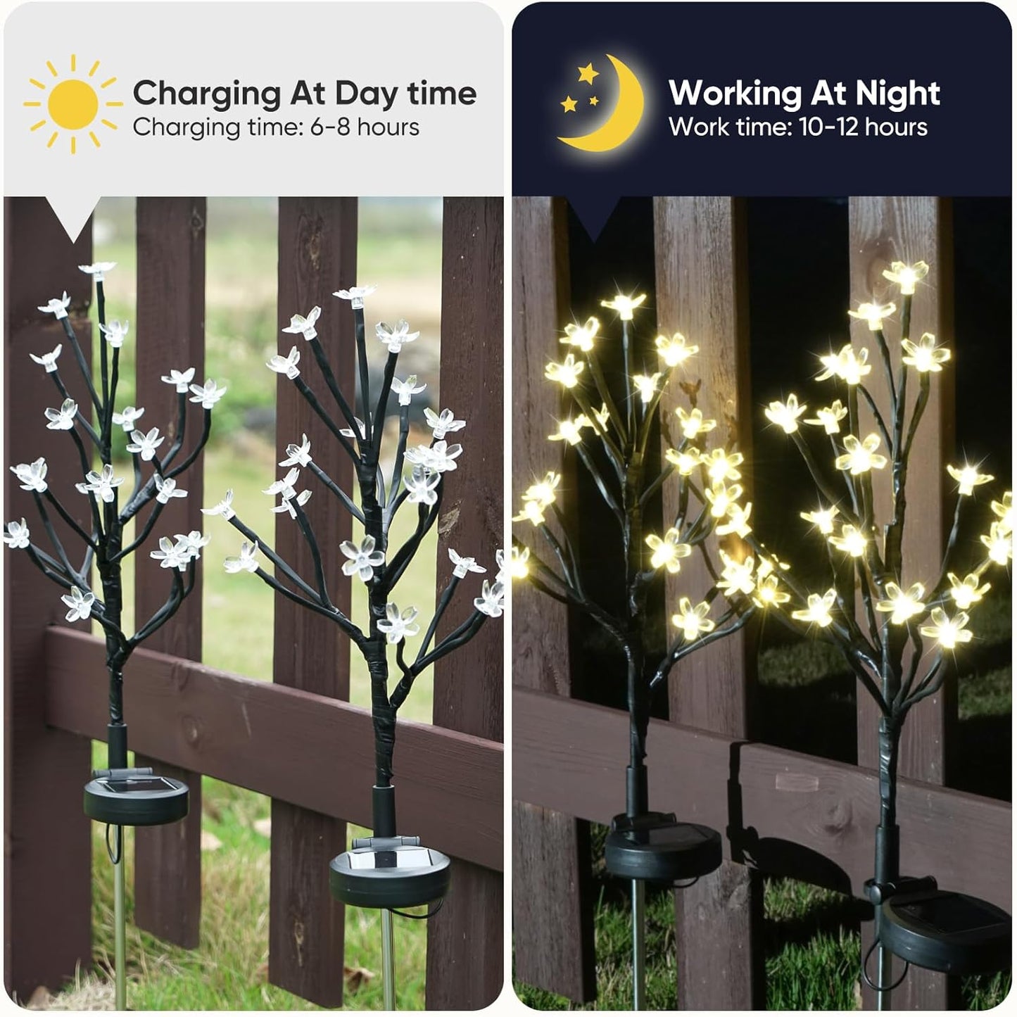 Solar Garden Lights Waterproof, Solar Outdoor Lights Decorative 4Pack, 80Led Solar Powered Flowers Garden Decor, Outdoor Fairy Lights for Yard,Pathway,Lawn,Outside,Garden Decorations
