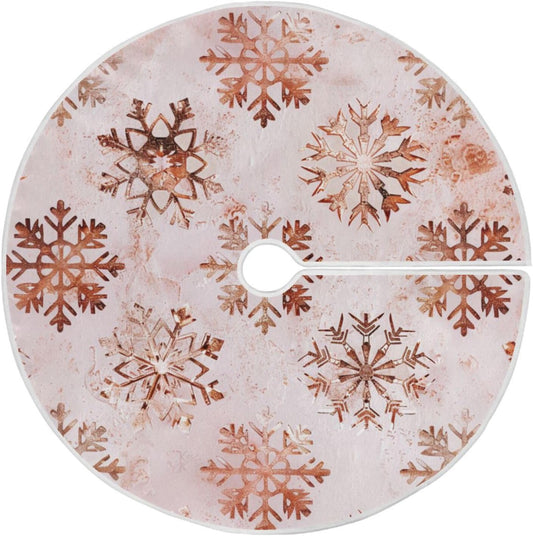 Christmas Tree Skirt, 36 Inch Rose Gold Snowflakes Pattern Xmas Tree Skirt for Christmas New Year Party Decorations Christmas Tree Mat