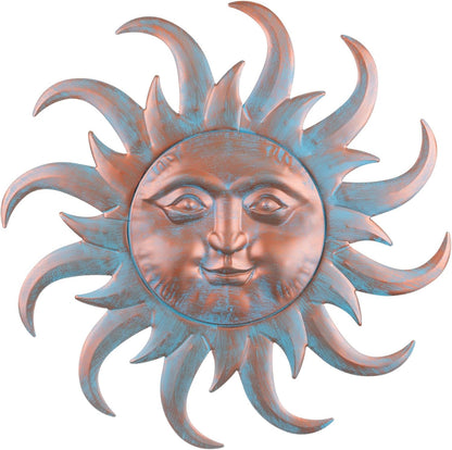 VZVXCC Sun Metal Wall Art Outdoor Decor - Cute Sun Face Metal Wall Sculpture Statues Wall Art Hanging Decoration for Indoor Outdoor,Garden, Home, Farmhouse, Fence Balcony Patio and Bedroom