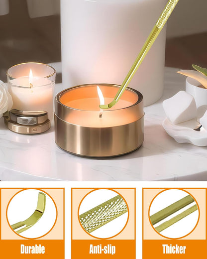 4 in1 Candle Accessory Set with Rechargeable Candle Lighter, Candle Wick Trimmer, Candle Wick Snuffer, Candle Wick Dipper, Candle Care Kit (Gold)
