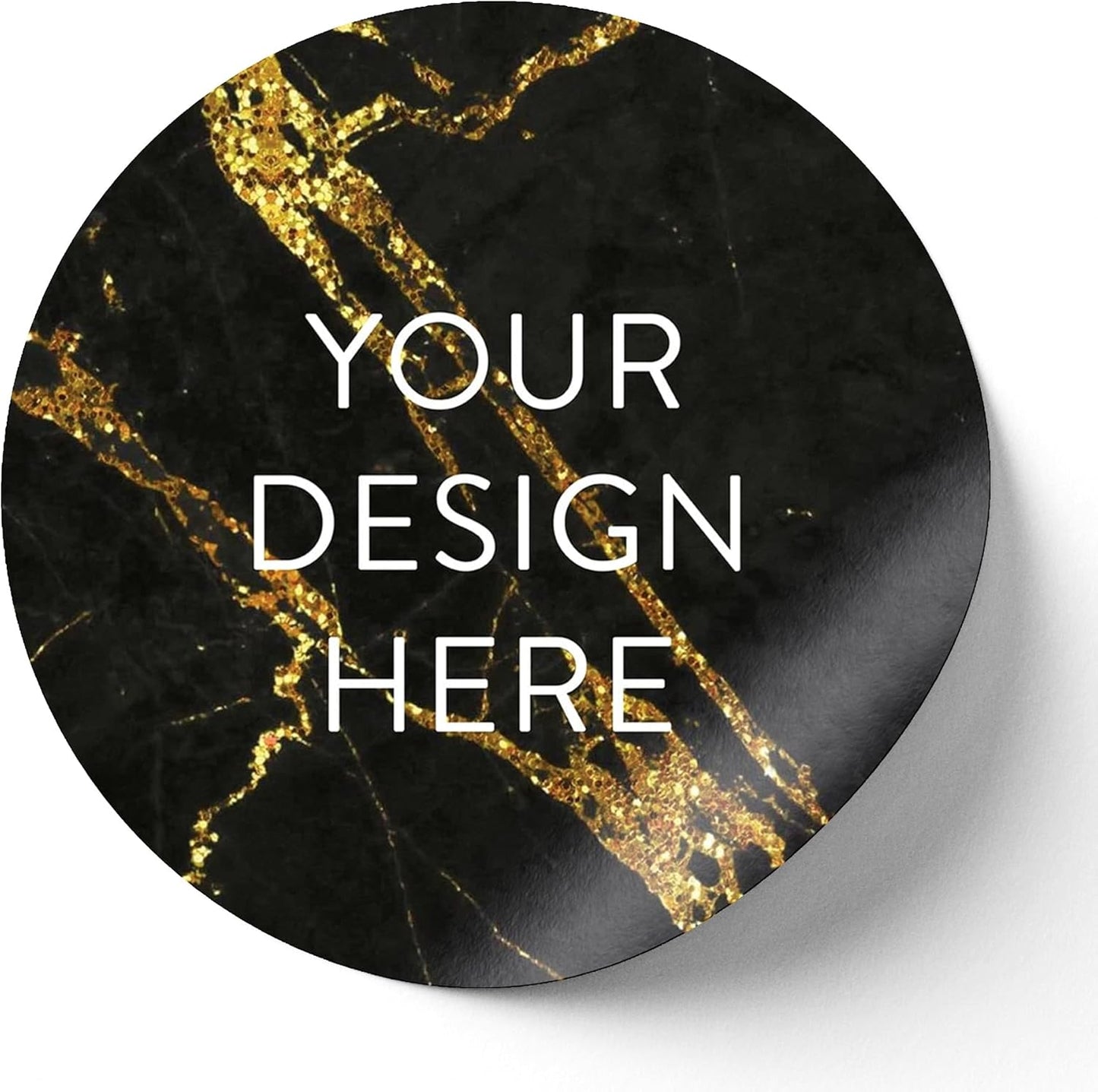 100 Custom Vinyl Stickers - Upload Your own Image, Text, Design, Logo - Personalized Logo Labels for Handmade, Packaging, Bottle, Jars, Candle, Brand Stickers (Black Gold Marble, 6x6)