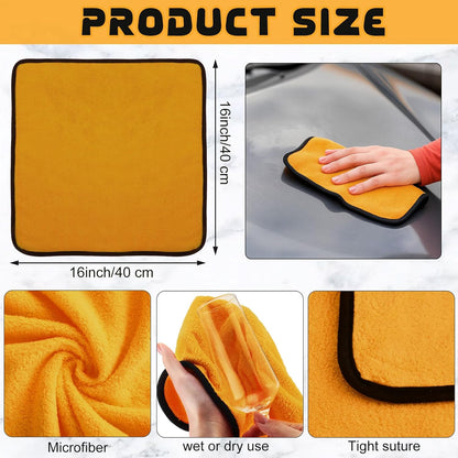 Tallew 12 Pcs Microfiber Towels 16 Inch x 16 Inch Microfiber Cloth Car Drying Towels for Cars Washing Polishing Office Windows Cleaning Household Supplies (Yellow)
