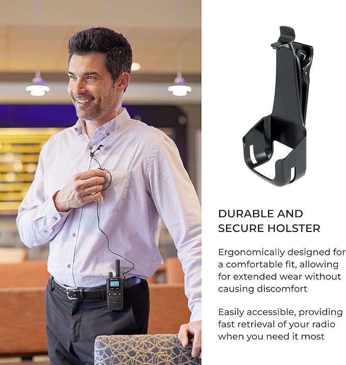 Midland BR180 BizTalk - UHF Business Two-Way Radio – 1W, 56 Channels, Headset, Desktop Charger, Rechargeable Battery – for Warehouse & Hospitality (1-Pack)