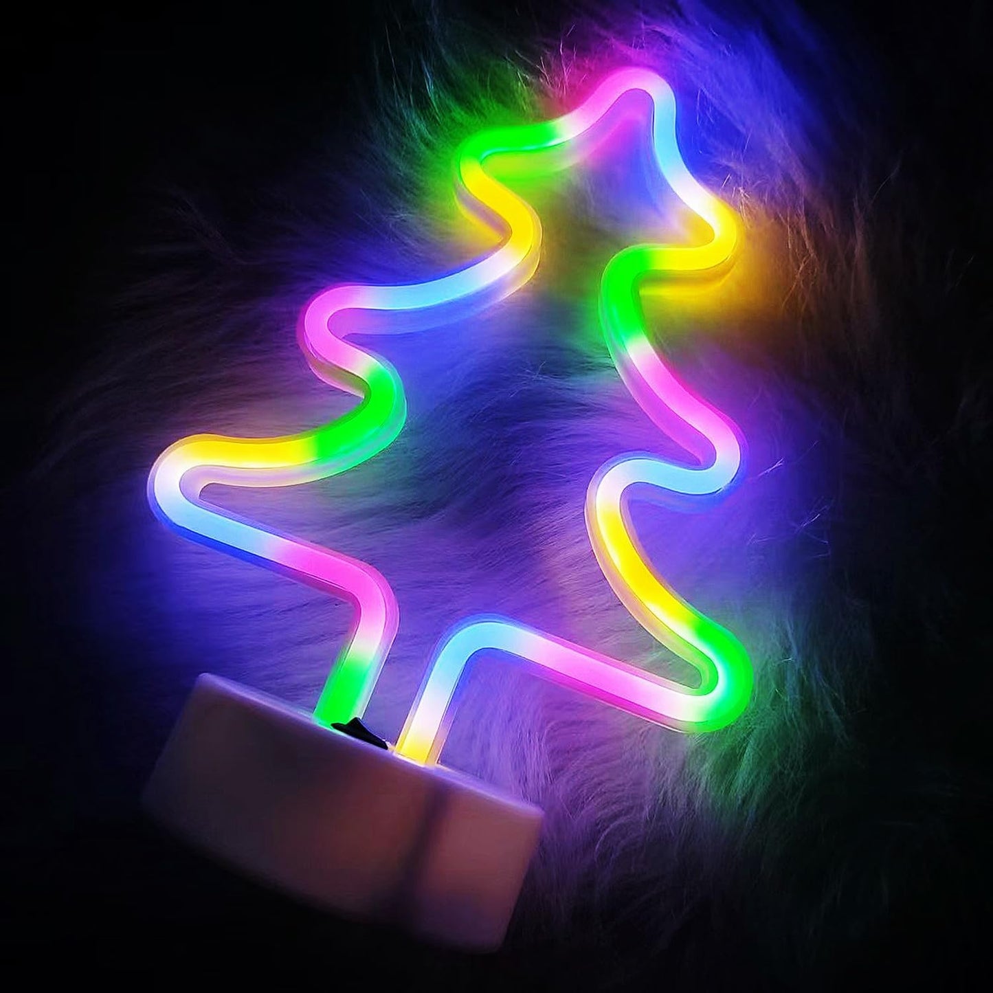 Christmas Tree Neon Light Signs for Bedroom Bedside Dorm Wall Decor,Neon Light up Christmas Decor LED Night Lights Table Ornaments Gifts for Kids Christmas Party,Battery Powered or USB Powered
