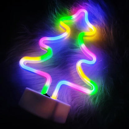Christmas Tree Neon Light Signs for Bedroom Bedside Dorm Wall Decor,Neon Light up Christmas Decor LED Night Lights Table Ornaments Gifts for Kids Christmas Party,Battery Powered or USB Powered