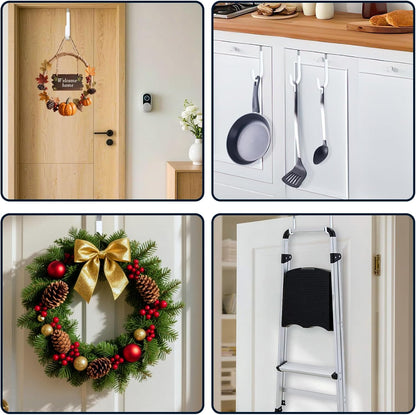 HOOSUN 4 Pack Over The Door Hooks,4.96In Hooks for Hanging Heavy Duty Door Hanger,Towel Hanger Hook Holders,Over Door Hangers Hooks Door Hanger Hooks for Hanging Clothes,Towels,Hats,Coats,Bags (White)