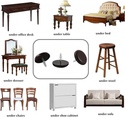 Furniture Glides Sliders-Furnigear PTFE (Teflon) Chair Leg Movers Sliders for Carpet and Hardwood Surface - Move Your Furniture Easily & Safely - Best Floor Protector (1-1/2", Brown-12pack)