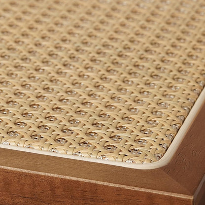 Rattan Walnut Mid Century Modern Dining Chairs Set of 6, Comfy Armchairs with Cane Back, Outdoor Kitchen Chairs for Multiple Rooms