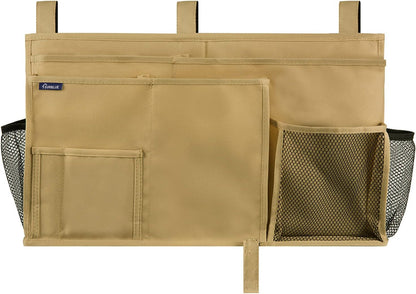 Surblue Bedside Caddy Hanging Bed Organizer Storage Bag Pocket for Bunk and Hospital Beds, College Dorm Rooms Baby Bed Rails,Camp 8 Pockets (Khaki)
