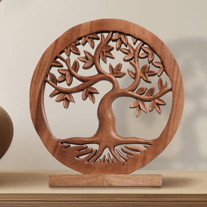 Decozen Solid Wood Tree of Life Sculpture - Home Decor, Living Room, Boho, Shelf, Coffee Table, Centerpiece Table Decorations, Mantle, Dining Table Centerpiece, Bathroom Shelf, Entryway, Farmhouse