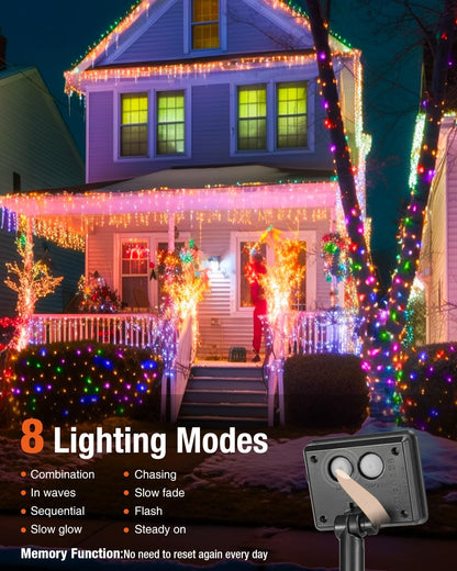 3 Pack Solar Fairy Lights for Outside Waterproof, 49FT/15M 150LED Solar String Lights Outdoor 8 Modes Solar Twinkle Lights for Garden Yard Christmas Tree Wedding Party Decor, Multicolor