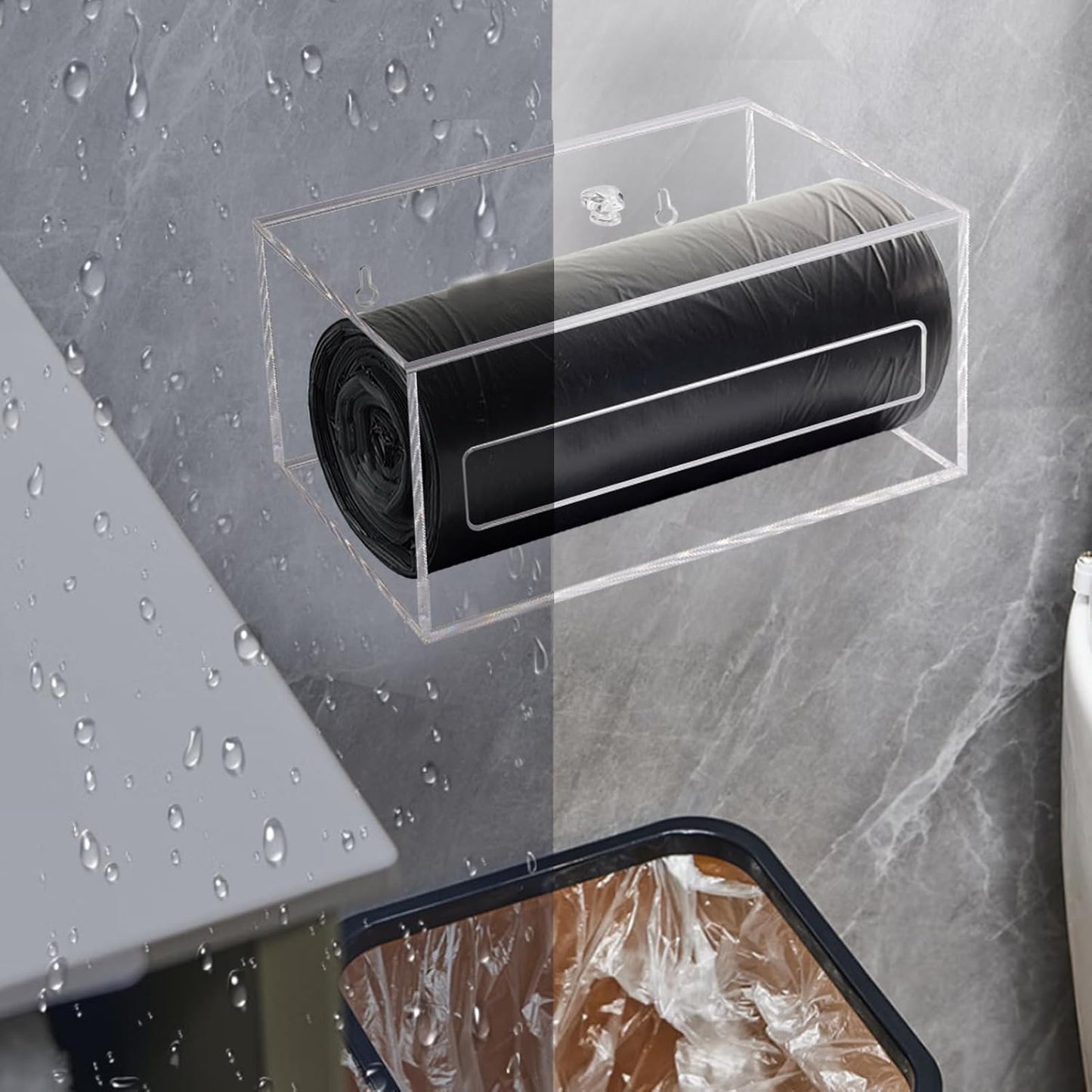 Trash Bag Organizer Dispenser, Acrylic Garbage Bag Holder Dispenser, Trash Bag Roll Dispenser for Wall Mount