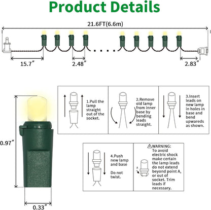 100 Count Warm White - String Lights - 21.6FT LED Christmas Lights, Mini led Lights for Indoor Outdoor Home Holiday Party Wedding Independence Day Decoration