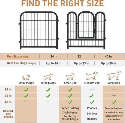 Metal Dog Playpen, 24 Inch Height 32 Panels, Ideal Dog Fence for Large/Medium/Small Dogs Indoor & Outdoor Bliss, Perfect Dog Pen for Camping, Yard, and RV | Black-Silver