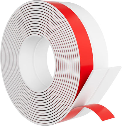 Heavy-Duty 36 ft x 2 in Weather Stripping, Extra Thick 2mm Door Draft Stopper Silicone Seal Strip for House and Glass Shower Doors for Collision and Side Gaps of Door and Windows, White