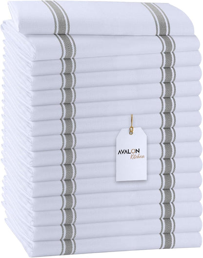 Dish Towels Set (Value Pack of 15) Size 15x25 Inch, 100% Cotton Soft & Absorbent Linen Kitchen Towels, Tea Towels, Reusable Cleaning Cloths for Household Cleaning (Grey)