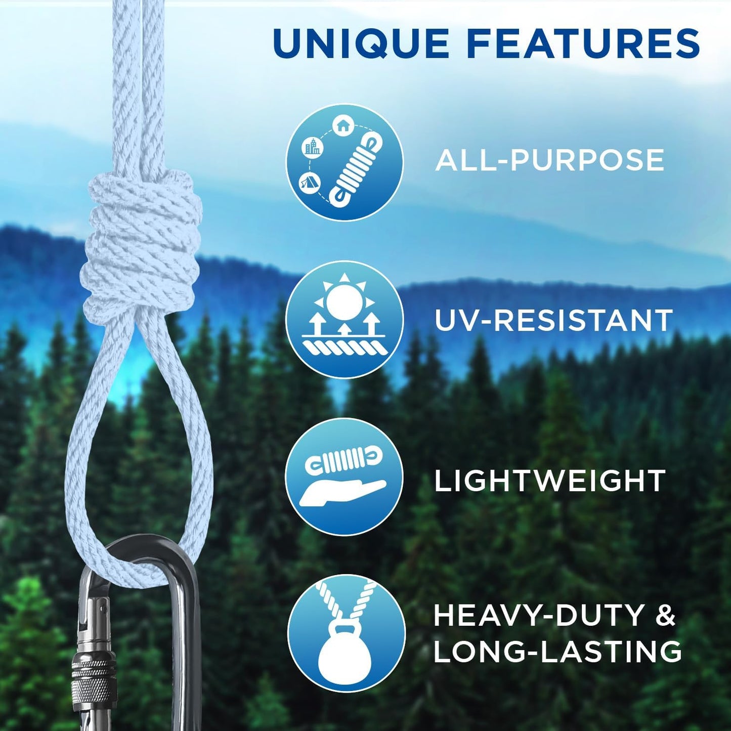 TECEUM Cotton Rope 3/16” (5 mm) – 100 FT – Strong All-Purpose Braided Rope – Natural Cotton – for Crafting, Сamping, Clothes Line, DIY, Indoor & Outdoor Use – Baby Blue