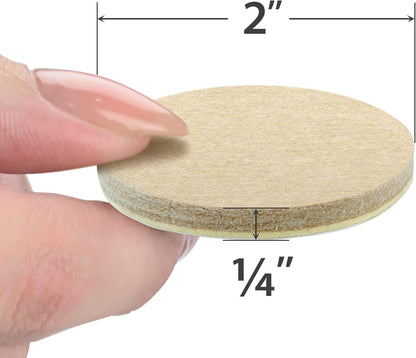 16 Heavy-Duty Felt Furniture Pads 2” 1/4” Thick X-Protector! Round Felt Pads for Furniture Feet - The Best Felt Floor Protectors for Furniture to Prevent Scratches. Protect Your Hard Floor! (Beige)
