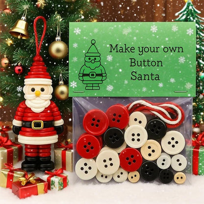DIY Christmas Button Ornament Making Set - Snowman/Santa/Angel, Fun Holiday Craft Kit for All Ages, Ideal Xmas Tree Hanging Decor & Festive Gifts (Angel 4)