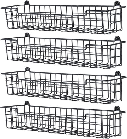 Spice Rack Organizer Wall Mount, Spice Organization Storage Shelf for Cabinet Door, 4 Packs Wall Spice Rack Saving Space for Kitchen, Black
