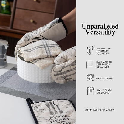 Placemats Set of 12 - Easy Clean Woven Vinyl Placemats for Dining Table, Indoor/Outdoor Place Mats, Washable PVC Table Mats （Silver Cube）