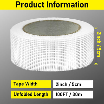 Drywall Joint Tape, 2" x 400 Feet Self-Adhesive Fiberglass Drywall Repair Mesh Tape for Wall Cracks and Seam Patch, 4 Rolls