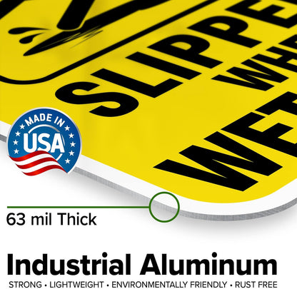 Caution Slippery When Wet Sign or ICY Sign, 12"x18" Aluminum, Fade Resistance, Indoor/Outdoor Use, USA MADE By My Sign Center