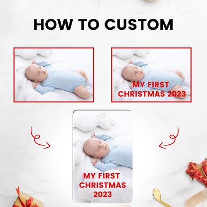 Personalized Christmas Ornaments with Photo - Custom Picture Text Ornaments for Christmas 2025, Customized Wood Xmas Tree Decor for Family, Mom, Dad, Friends, Loves