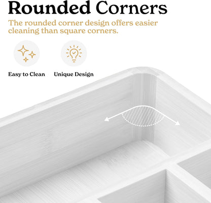 SMIRLY Silverware Drawer Organizer – Bamboo Kitchen Drawer Organizer, Adjustable Utensil Holder and Cutlery Tray, Drawer Dividers for Flatware and Kitchen Utensils