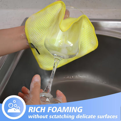 KinHwa Kitchen Washcloths for Dishes Absorbent Microfiber Dish Cloths Quick Dry Dish Rags with Poly Scour Scrub Side Ideal for Kitchen Cleaning (Yellow, 7inchx7inch 9 Pack)