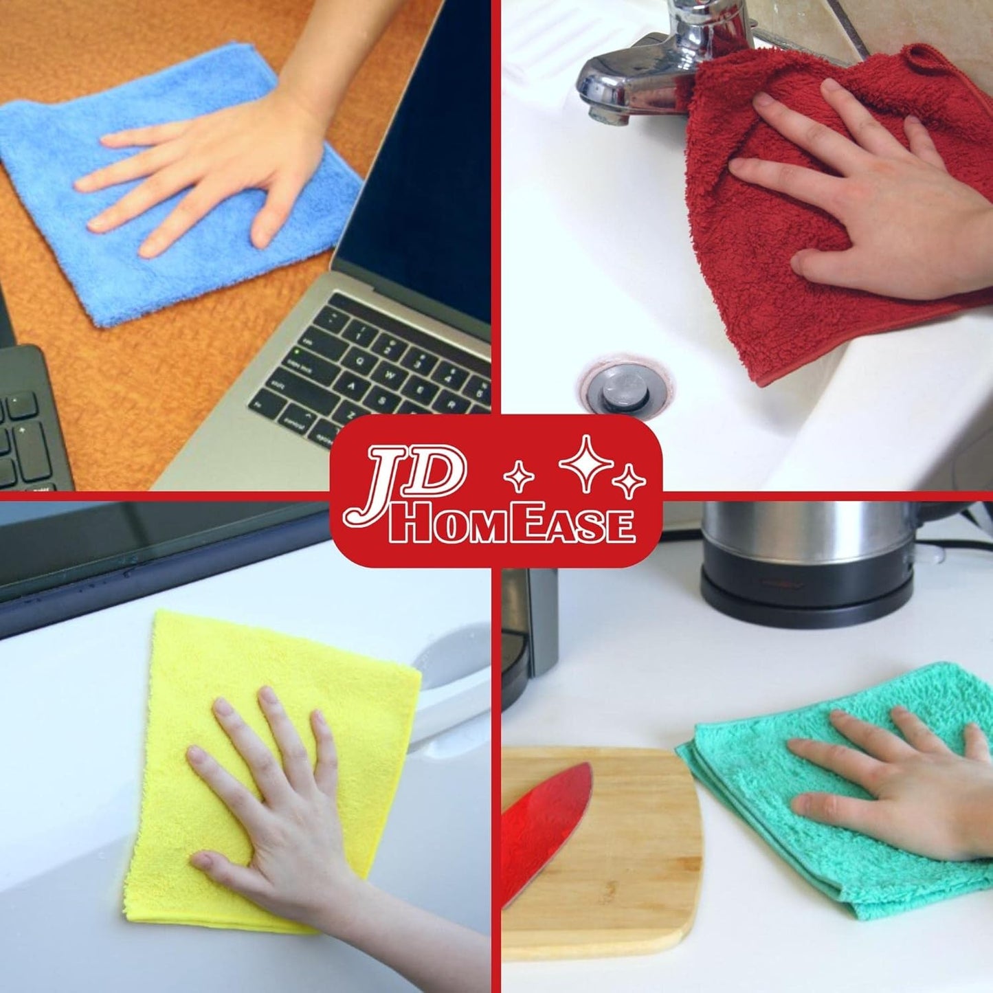 Microfiber Cleaning Cloths,120 Pack, 16"x16", All-Purpose, Softer, Highly Absorbent, Lint-Free, Reusable, Washable Pro Towels, Red, for House, Kitchen, Bathroom, Car, Office