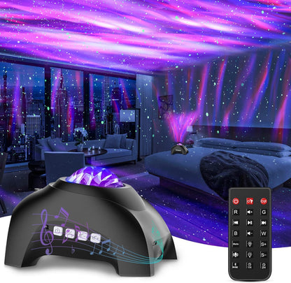 Star Projector, Northern Galaxy Aurora Lights Projector with 33 Light Effects Bluetooth Speaker & White Noise, Remote Control Night Light for Bedroom, Room Decor, Party, Gift for Kids Adults