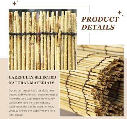 Natural Reed Fencing Rolls: Privacy Bamboo Fence 3/4/5/6ft High Roll Reed Screen, Decorative Bamboo Fencing for Outdoor Balcony Patio Garden Backyard,with Cable Zip Ties(Nature, 6x10ft)