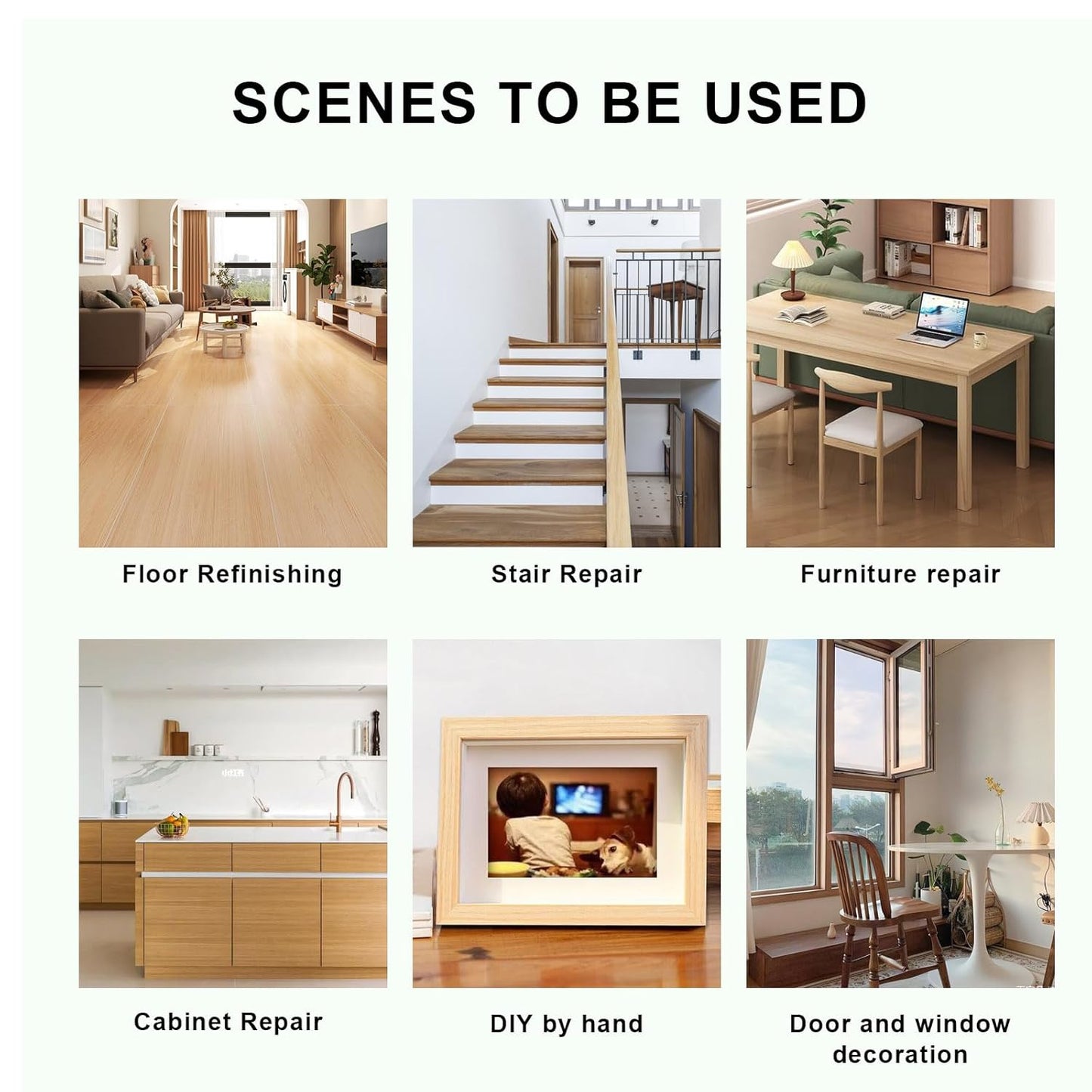 BOMEI PACK Wood Grain Repair Tape,Self Adhesive Repair Patch for Furniture, Floors, Cabinets, Windows, Doors, RV, Home Decor and DIY Projects (1, Black)