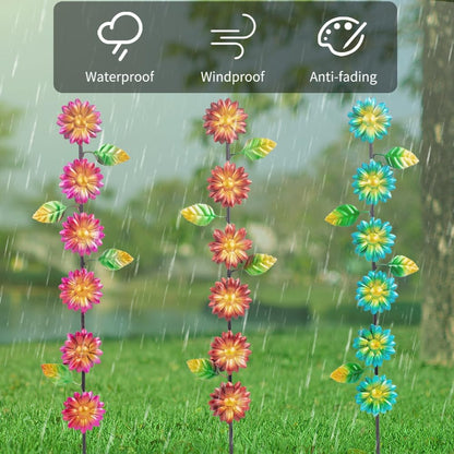 3Pack Flowers Decorative Garden Stakes,Spring Outdoor Metal Flowers Decorations,Metal Yard Art for Outside Patio Porch Decor（22.6 * 5.1IN）