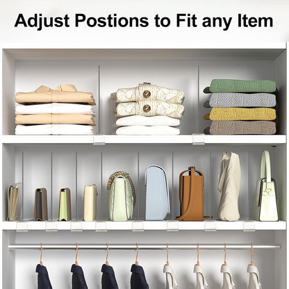 Shelf Dividers Purse Organizer for Closet: 8-Pack Acrylic Bag Storage Organizer for Handbags, Clutches, Clothes, Sweater, Towel on Wood Shelves