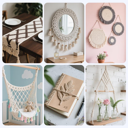 PerkHomy 500lb Cotton Rope 3/16" (5mm) 50 ft Multi Purpose Utility Diamond Braided Cord, Natural Cotton for Clothes Line Camping Crafting Flag Pole, Natural White