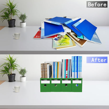 Cardboard Magazine Holder (24 Pack), Sturdy Book Bins for Classroom, Vertical File Folder Organizer, 10.6'' 10.2'' 3.5'' Inch Magazine Rack (Multi-Color, 24 Pack)