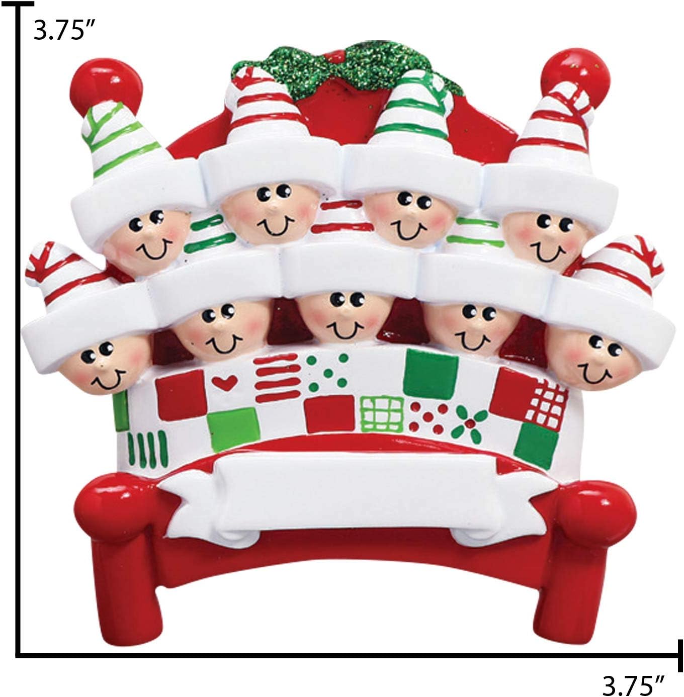 3D Bedtime Family of 9 Ornament 2025 Personalized Family Christmas Ornaments 2025 | Tucked Together Holiday Keepsake Personalized Tree Ornaments for Grandchildren Siblings & Grandkids of Nine Ornament