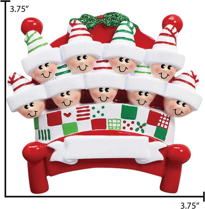 3D Bedtime Family of 9 Ornament 2025 Personalized Family Christmas Ornaments 2025 | Tucked Together Holiday Keepsake Personalized Tree Ornaments for Grandchildren Siblings & Grandkids of Nine Ornament