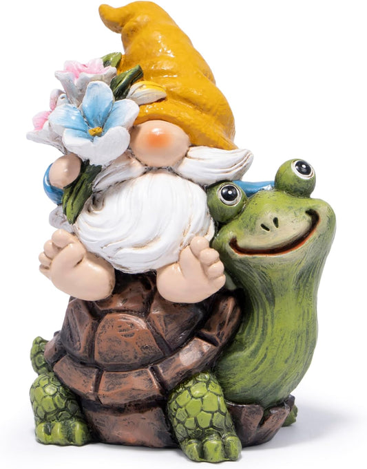 Hodao Spring Garden Gnome Decoration Flower Animal Ornaments Decor Gifts Spring Gnomes for Garden Decorations Summer Elf Figurine Gifts for Mom Outdoor Decor (Yellow)